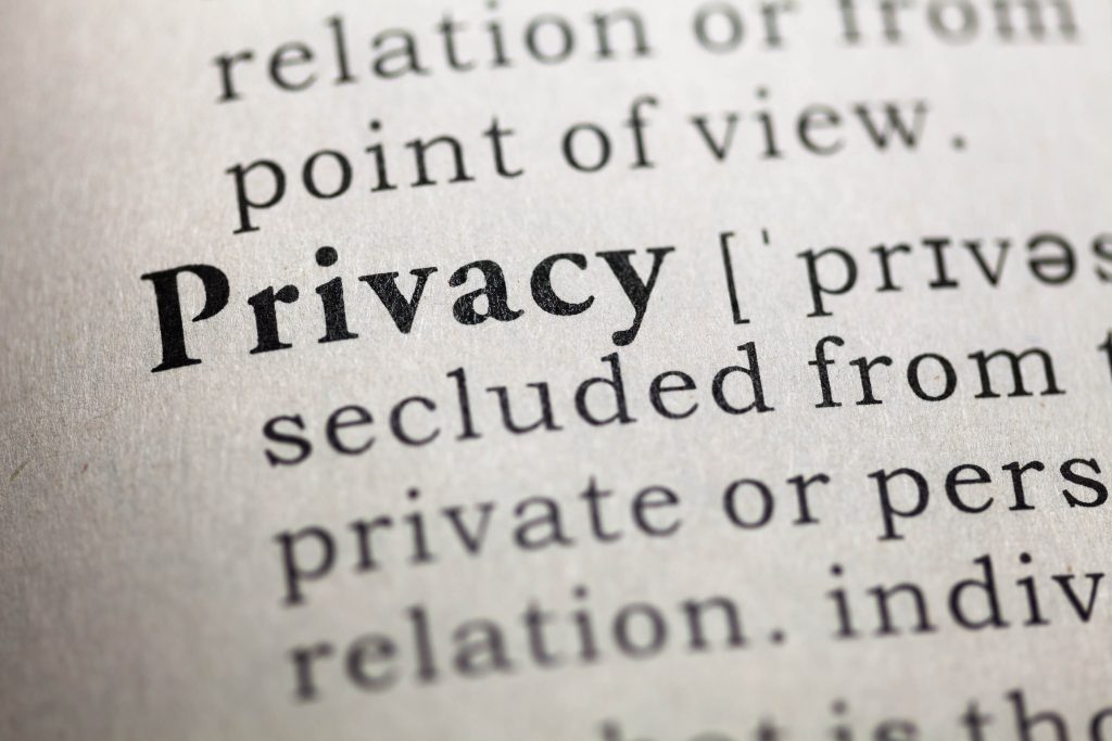 Dictionary definition of the word privacy.
