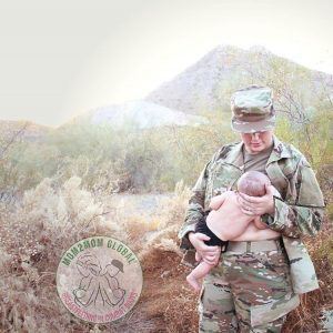 Mom breastfeeding in uniform